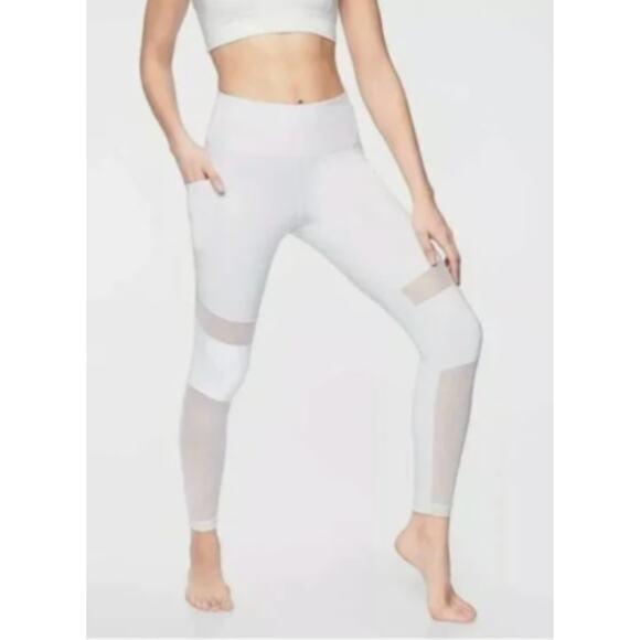 Athleta Pants - Athleta white‎ Mesh Leggings with pockets